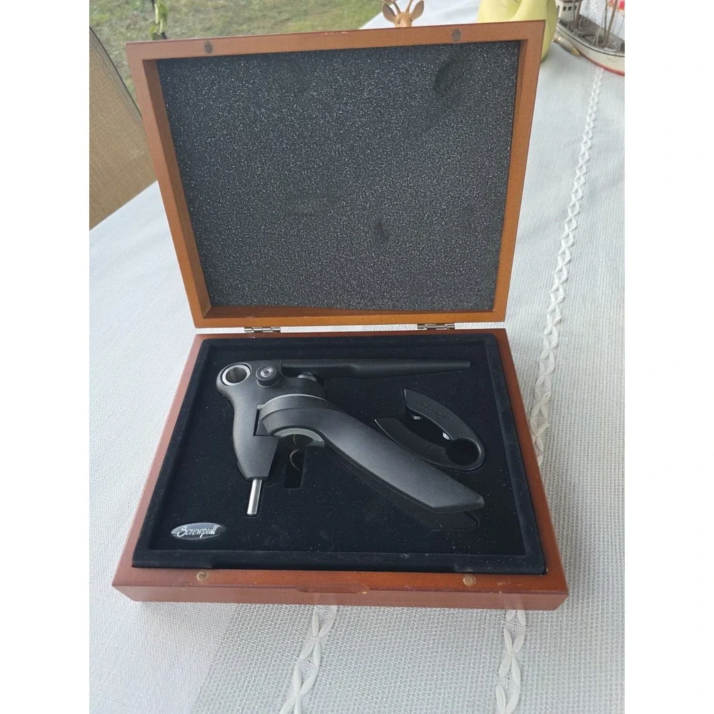 Chef's Leverpull Wine Opener Corkscrew Wood Box Set Professional‎ Lever VTG